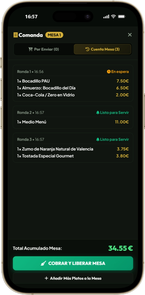 Cuenta de Mesa y Cobro