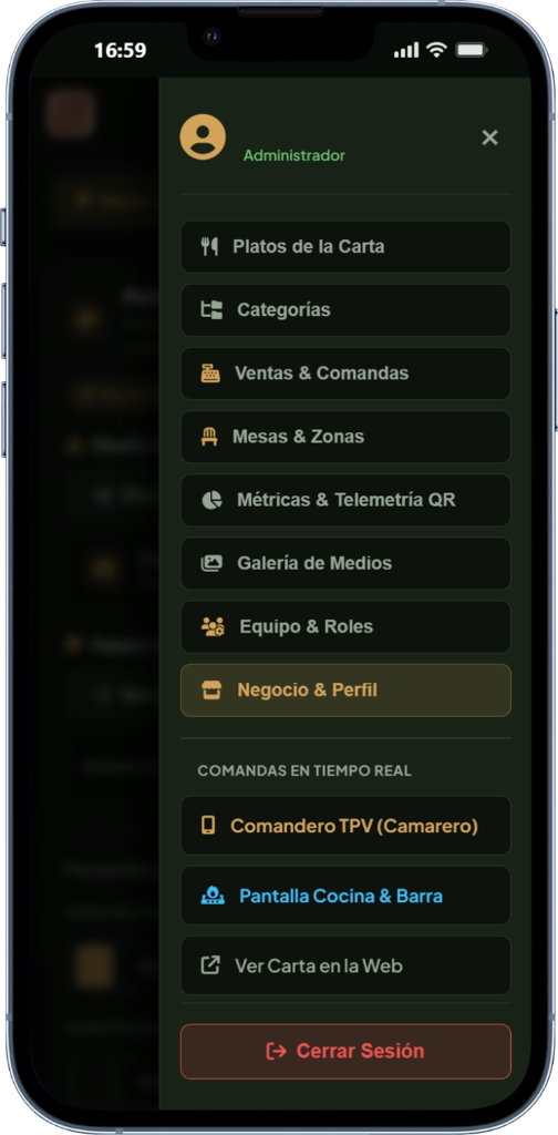 Menú de Administración y Configuración